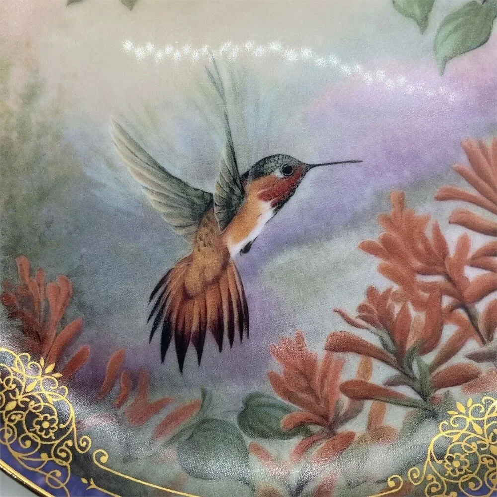 Bradford Exchange Hummingbird Plates Set Of Two Ceramic Nature's Little Treasure